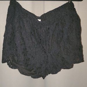 Black eyelet detail shorts